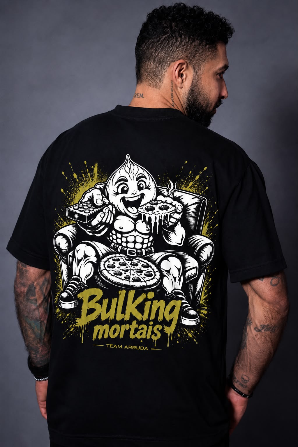 Camiseta oversized Bulking Mortais preta TEAM ARRUDA